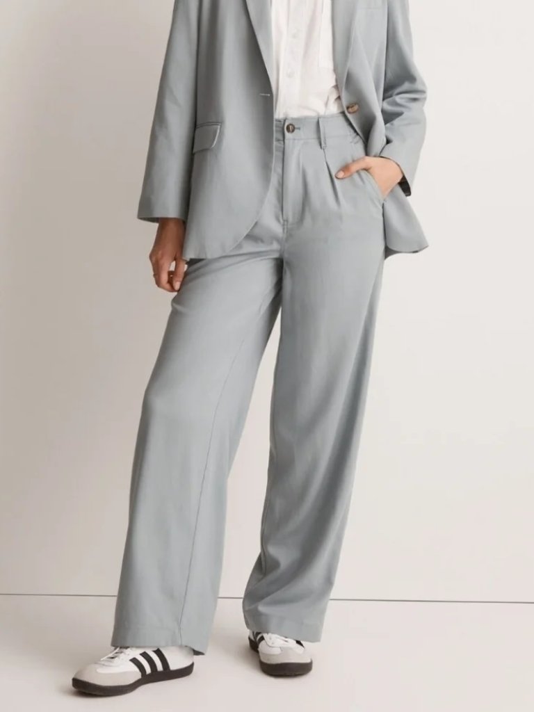 Madewell Drapeweave Neale Straight Leg Pants Size 6 Smoky Blue